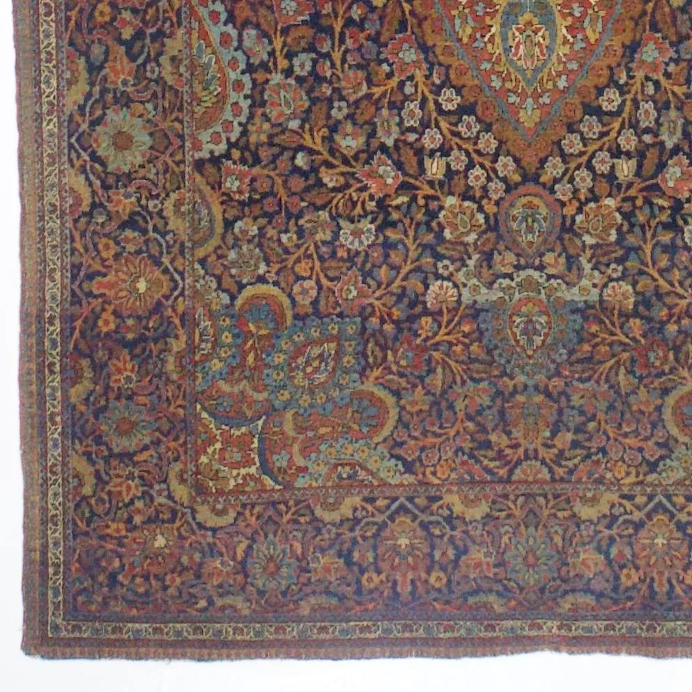 Antique Persian Dabir Kashan Rug 4'4" X 6'6" - 4
