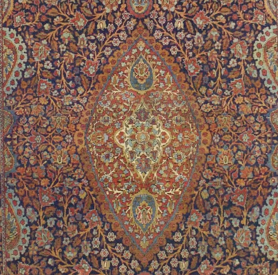 Antique Persian Dabir Kashan Rug 4'4" X 6'6" - 5