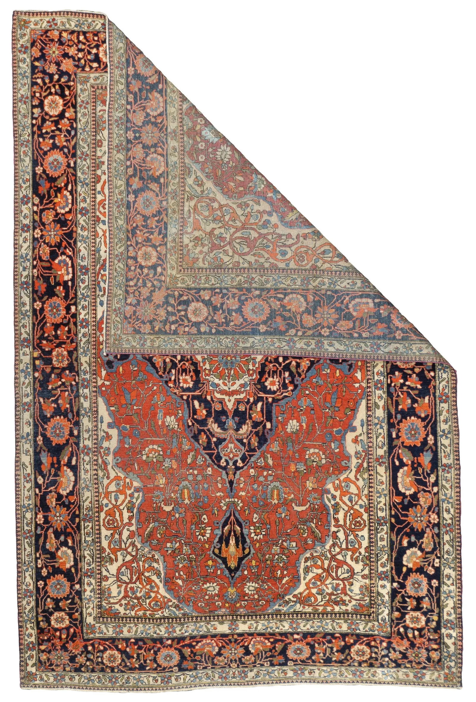 Antique Persian Mohtasham Kashan Rug 4'3" X 6'5" - 2