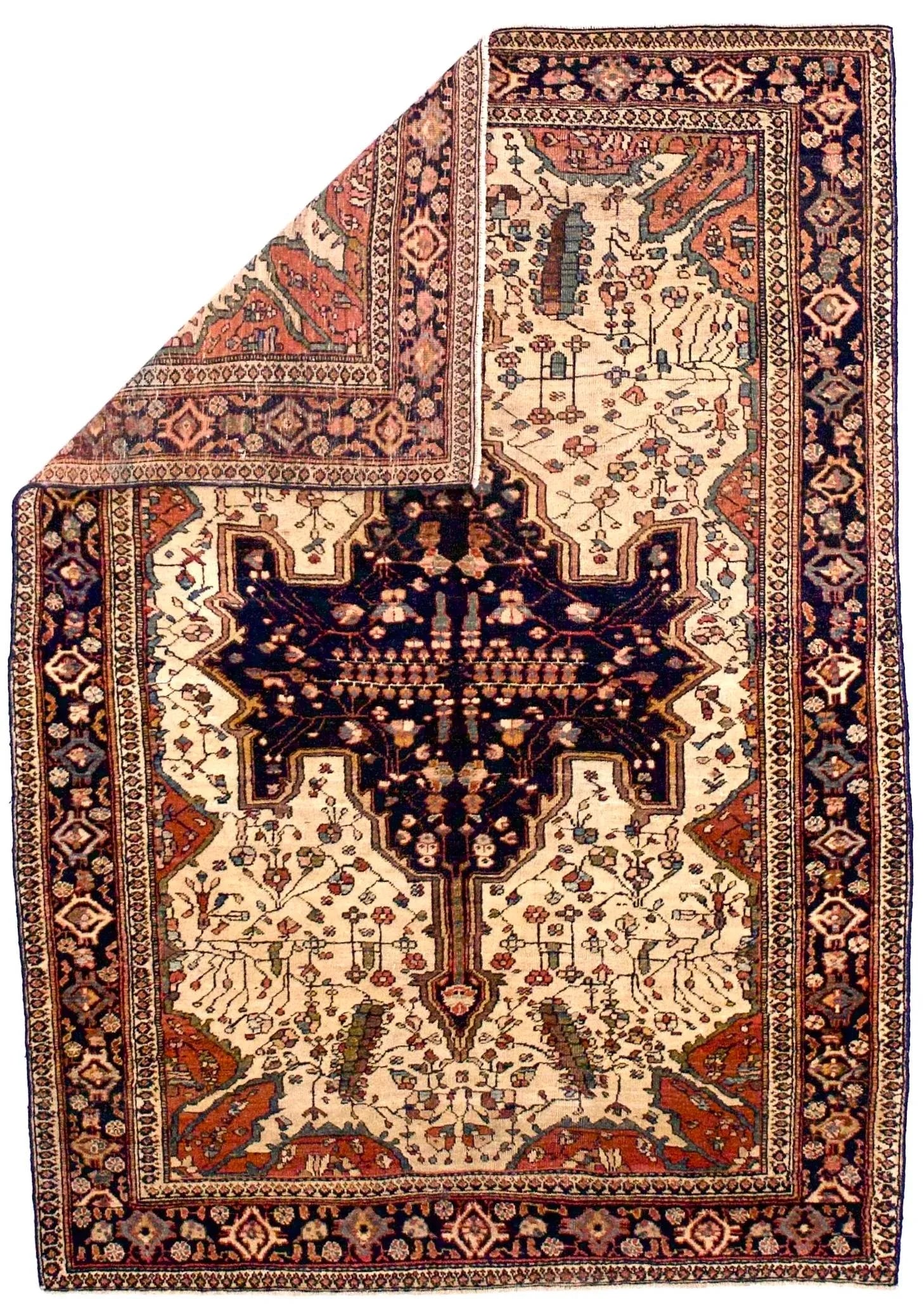 Antique Persian Farahan Sarouk Rug 4'3" X 6'6" - 2