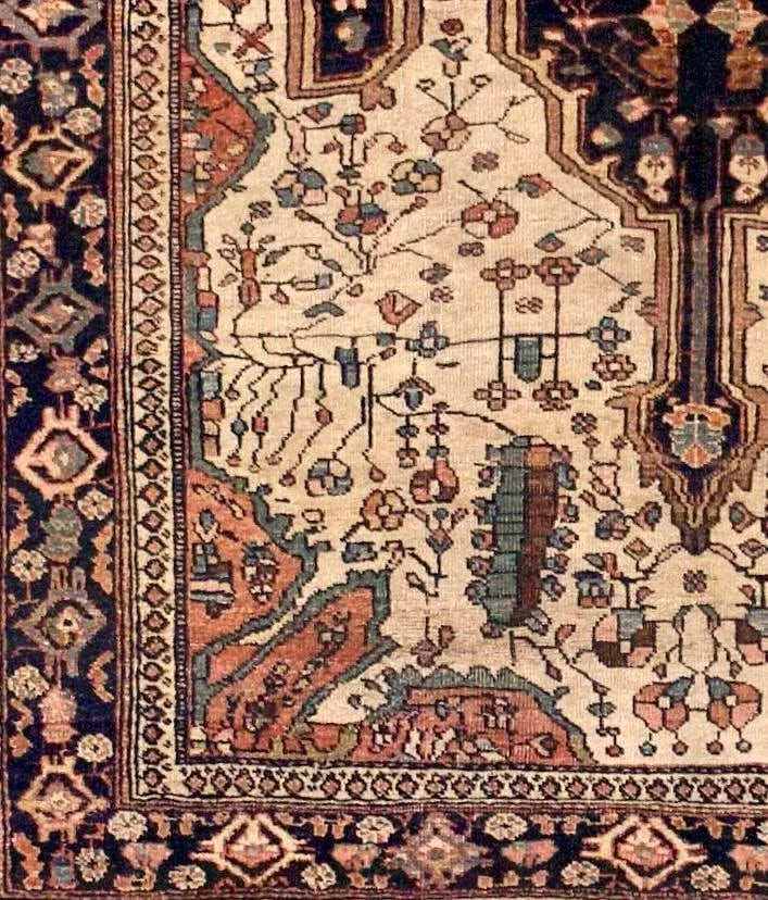 Antique Persian Farahan Sarouk Rug 4'3" X 6'6" - 3