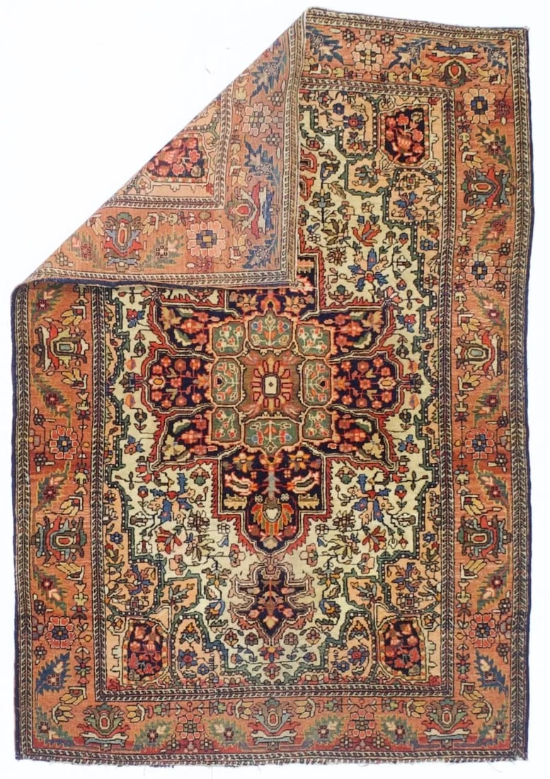 Antique Persian Farahan Sarouk Rug 3'3" X 4'10" - 2