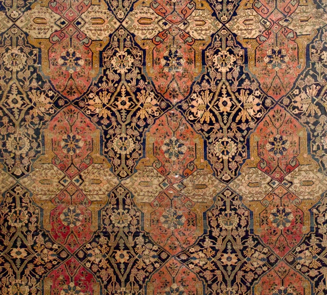 Antique Persian Mohtasham Kashan Rug 9'2" X 12'5" - 5