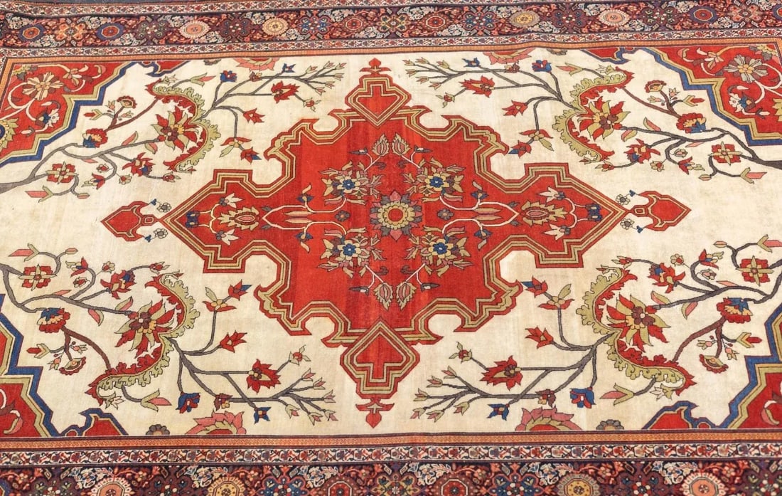 Antique Persian Farahan Sarouk Rug 4'2" X 6'3" - 5