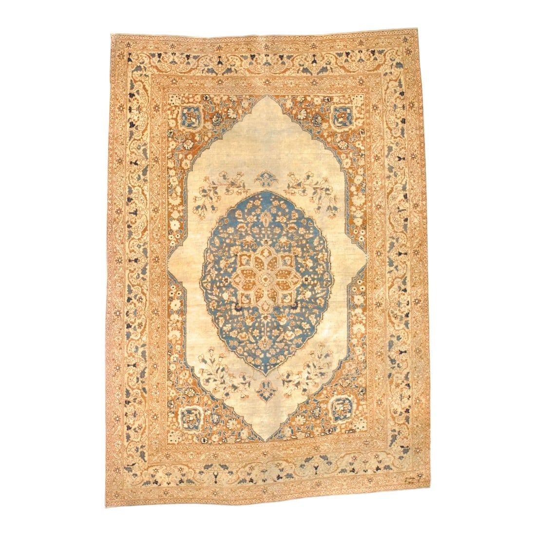 Antique Persian Haji Jalili Tabriz Rug 3'10" X 5'7": Antique Persian Haji Jalili Tabriz Rug 3'10" x 5'7". The well-woven to finely knotted 1890 to 1910 pieces woven in the eponymous workshop or its copyists, in Tabriz, in formats ranging from