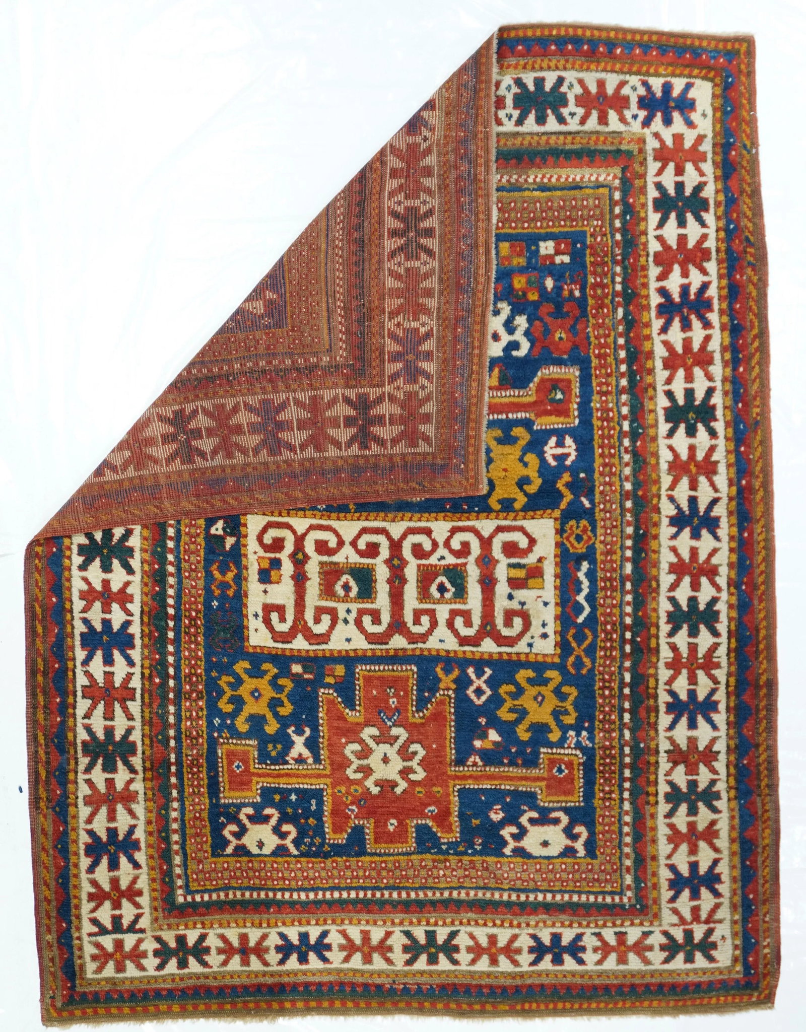 Antique Caucasian Kazak Borcholo Rug 4'9'' X 6'3'' - 2
