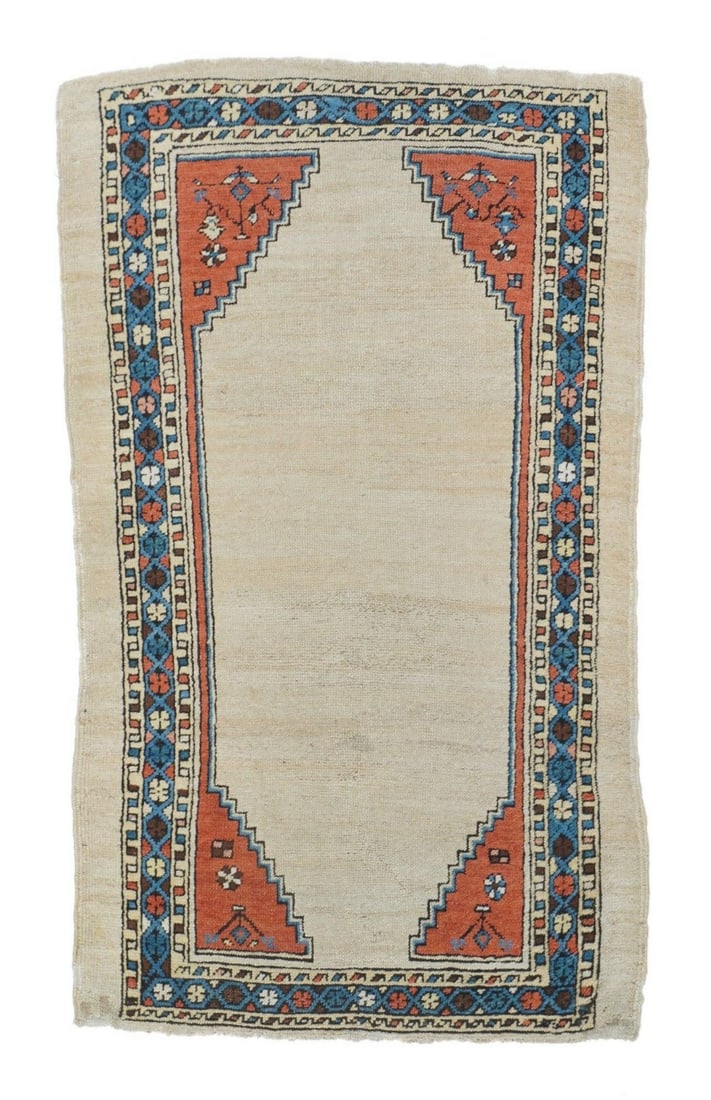 Antique Bakshayesh Rug 2'6'' X 4'3'': Antique Bakshayesh Rug 2'6'' x 4'3''. A type of Heriz, generally in squarish sizes, allover patterns and coarse to moderate weaves, wool or mixed constructions; woven before 1900. Term is often extend