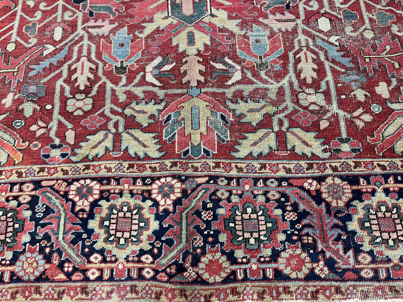 Antique Persian Heriz Serapi Rug 8'11" X 11'7" - 4