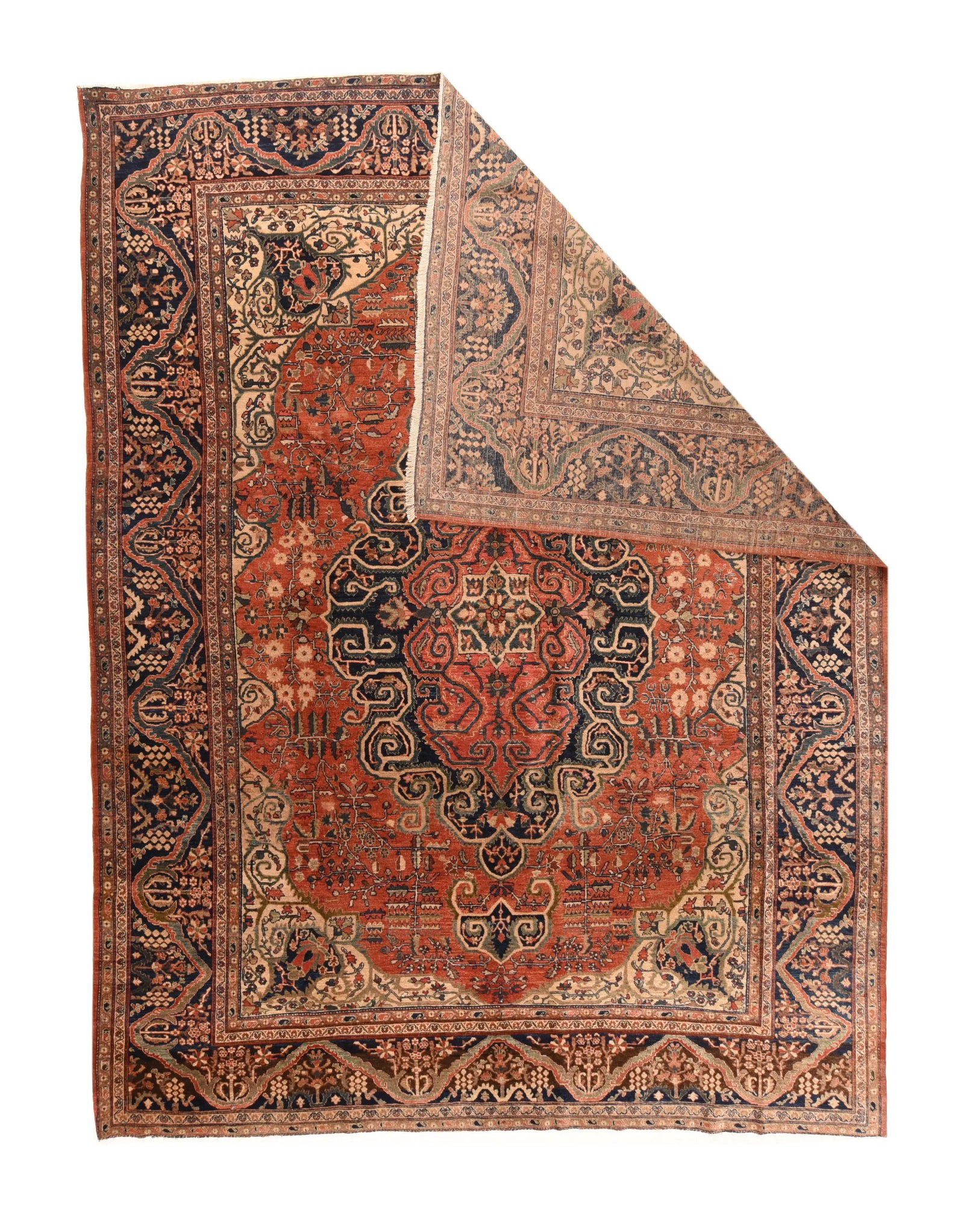 Late 19th Century Hand Knotted Persian Farahan Sarouk Wool - 2