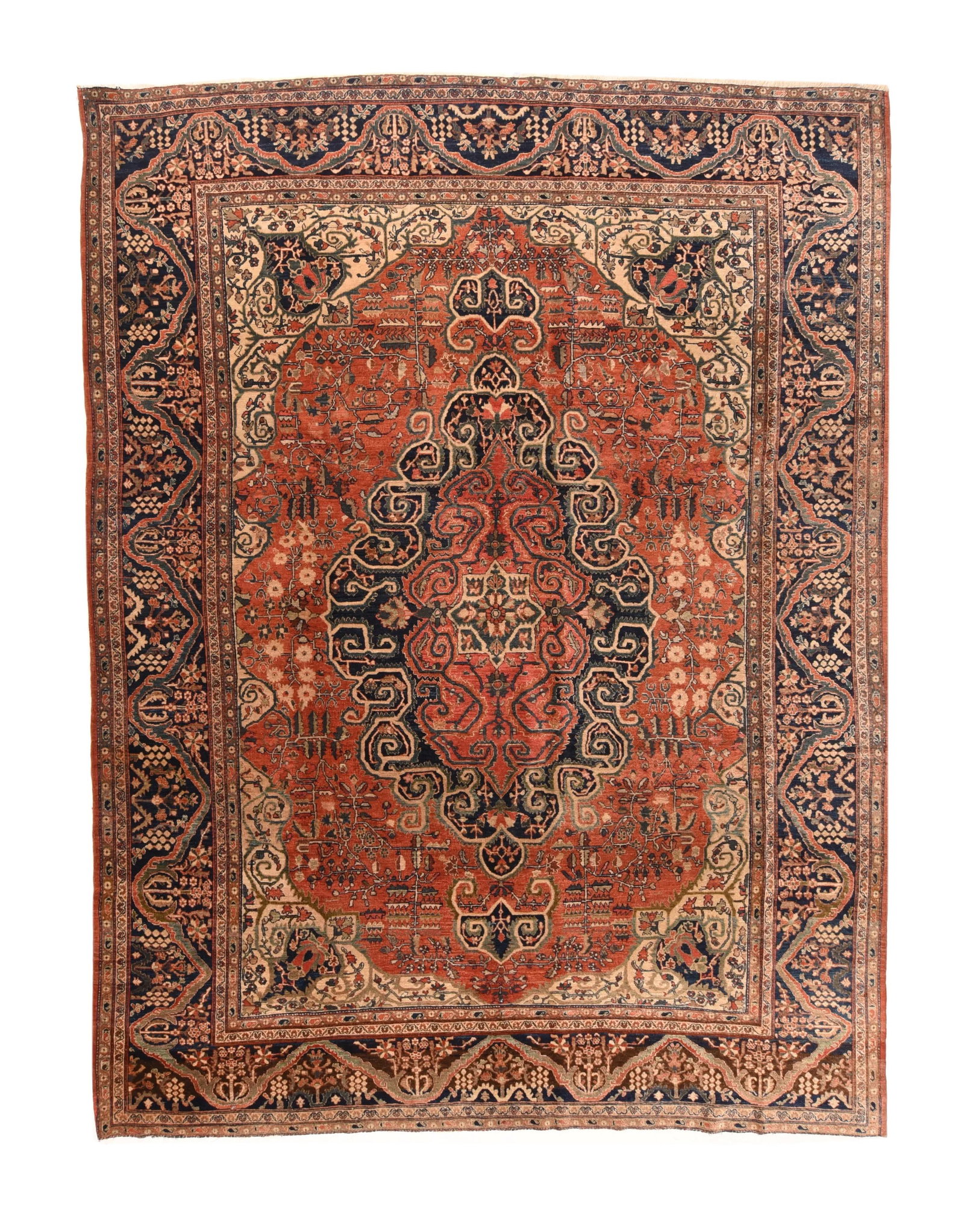 Late 19th Century Hand Knotted Persian Farahan Sarouk Wool - 4