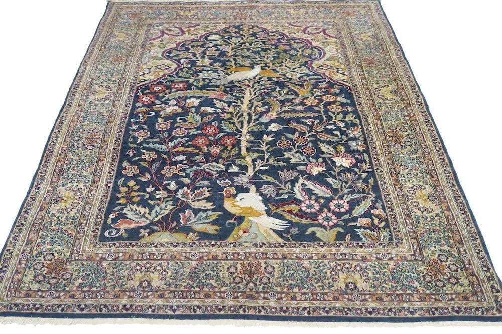 Hand Knotted Persian Tabriz Wool & Silk Rug - 9