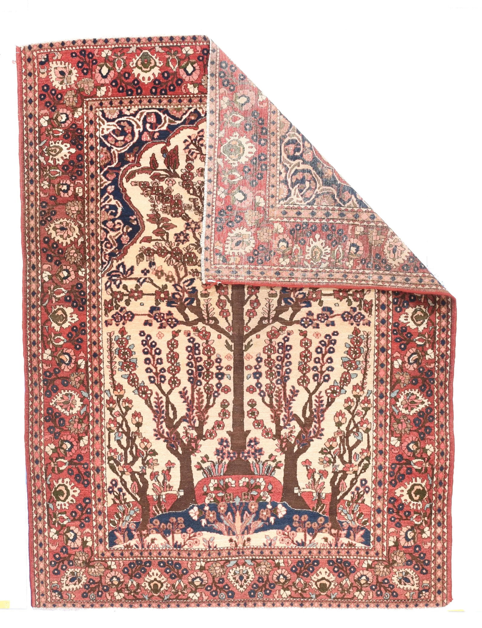 Antique Ivory Field Isfahan Persian Area Rug - 2