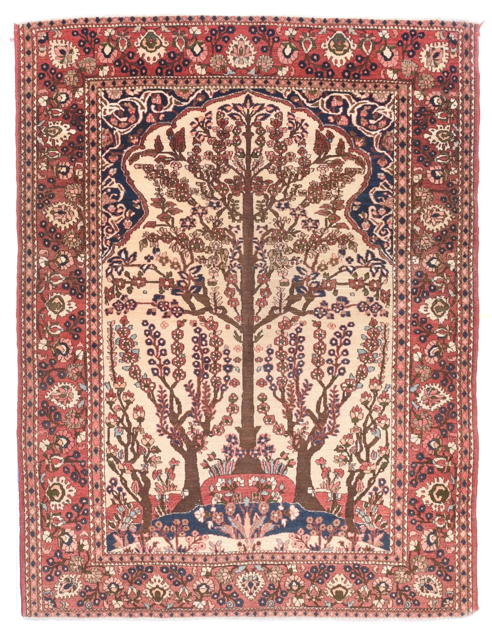 Antique Ivory Field Isfahan Persian Area Rug - 4