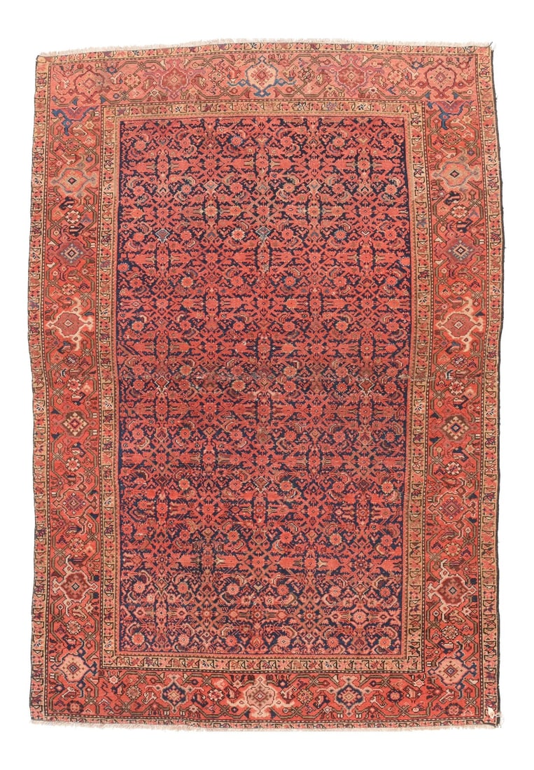 Antique Persian Red Malayer Rug: Persian Malayer 100% Wool 5'2'' x 7'11'' Persia One of the favorite west Persian Malayer patterns is the allover Herati of open diamonds, rosettes, palmettes, and "˜fish' leaves, which works