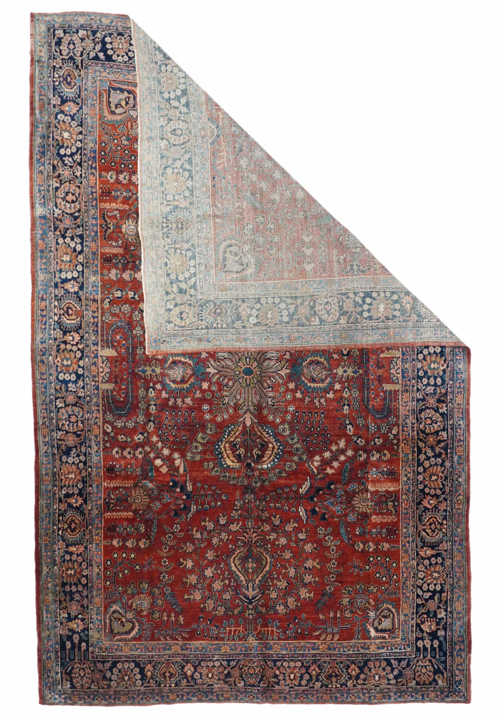 Antique Persian Mohajeran Sarouk Rug 7'1" X 11'1" - 2
