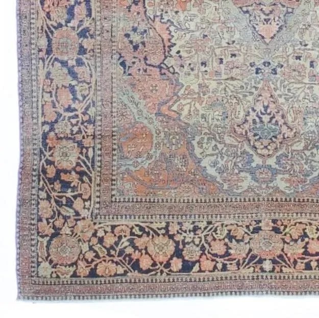 Late 19th Century Title Persian Mohtasham Kashan Rug 4'5" X 6'8" - 3