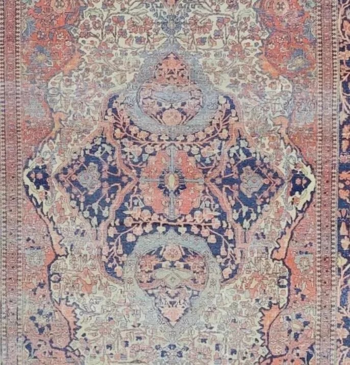 Late 19th Century Title Persian Mohtasham Kashan Rug 4'5" X 6'8" - 4
