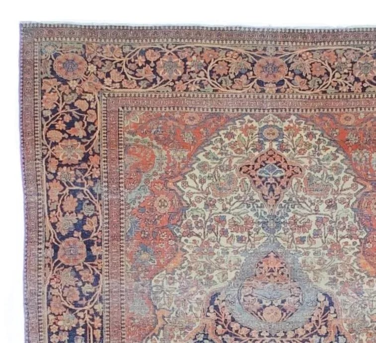 Late 19th Century Title Persian Mohtasham Kashan Rug 4'5" X 6'8" - 6