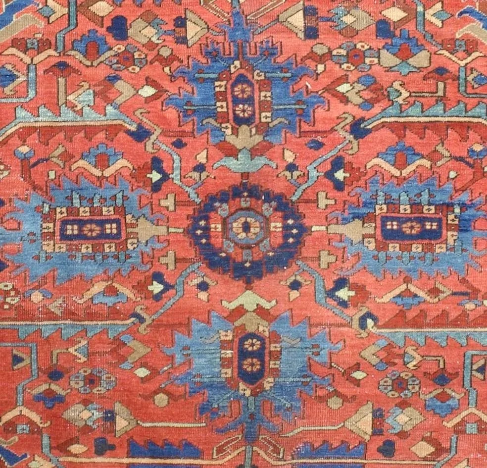 Early 20th Century Persian Heriz Rug 9'4" X 12'6" - 5