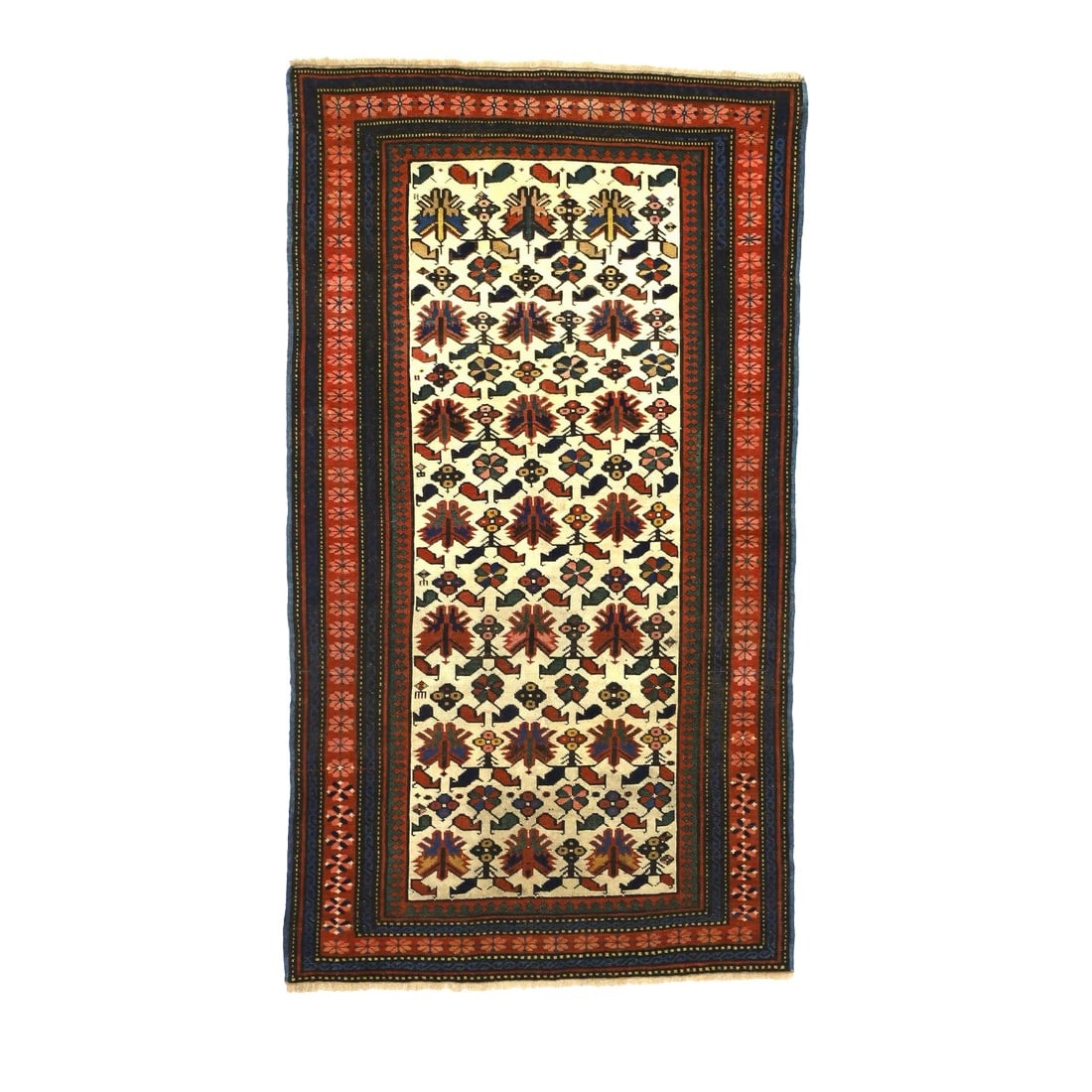Late 19th Century Caucasian Kuba Rug 2'11" X 5'3": Antique Caucasian Kuba Rug 2'11" x 5'3". Azeri Turks inhabit the Kuba area of the central west Caspian Caucasus and weave a wide variety of geometric scatters, runners, long rugs and niche (prayer)