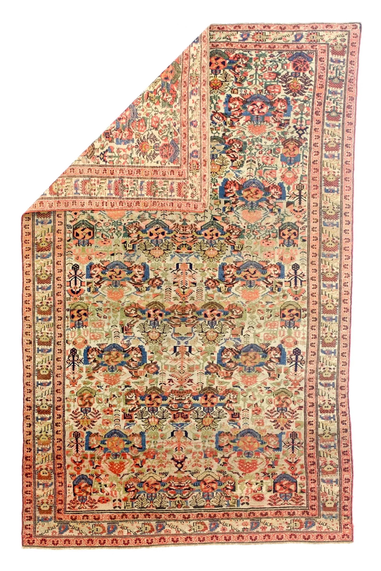 Late 19th Century Persian Farahan Zeleh Sultan Design Rug 3'11" X 6'3" - 2