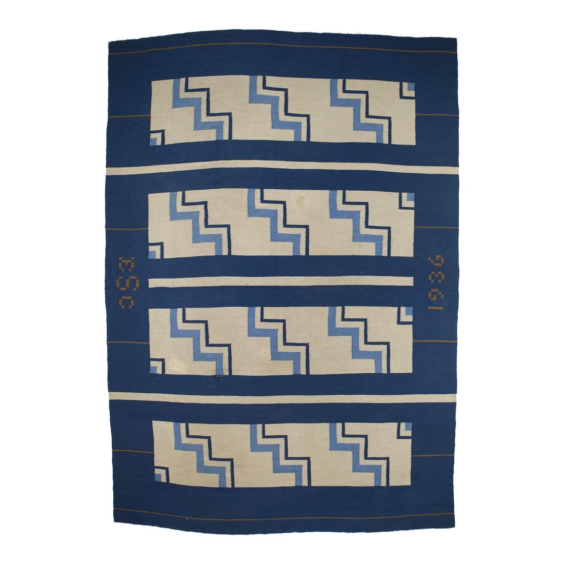 Mid 20th Century Swedish Rug Signed and Dated 8'6" X 12'5": Vintage Swedish Rug Signed and Dated 8'6" x 12'5". A generic, general term referring to French, English, Spanish, Austrian and other origins, from the 16th century onward, in styles that follow artist