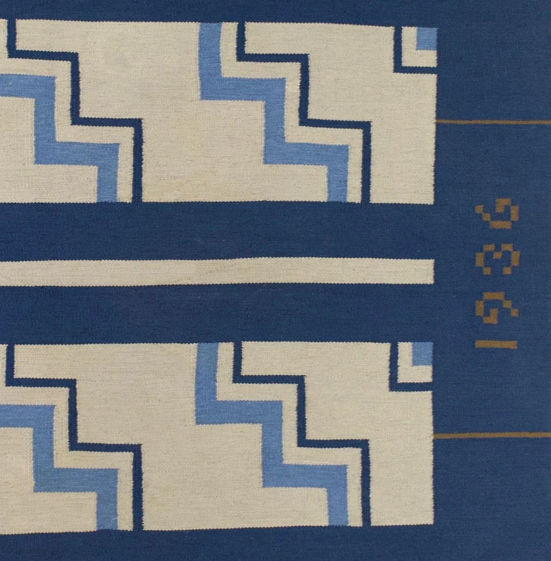 Mid 20th Century Swedish Rug Signed and Dated 8'6" X 12'5" - 5