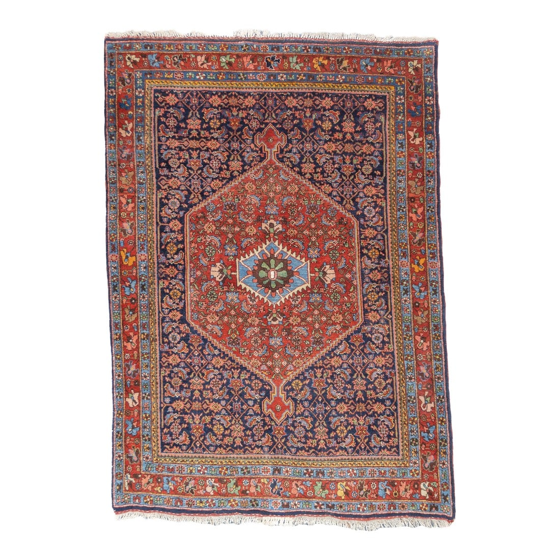 Antique Persian Bidjar Rug 3'8'' X 5'2'': Antique Persian Bidjar Rug 3'8'' x 5'2''. The town and surrounding Kurdish carpets of the eponym city, often in room or larger sizes. All wool before 1920, cotton warp afterward. Medallion and