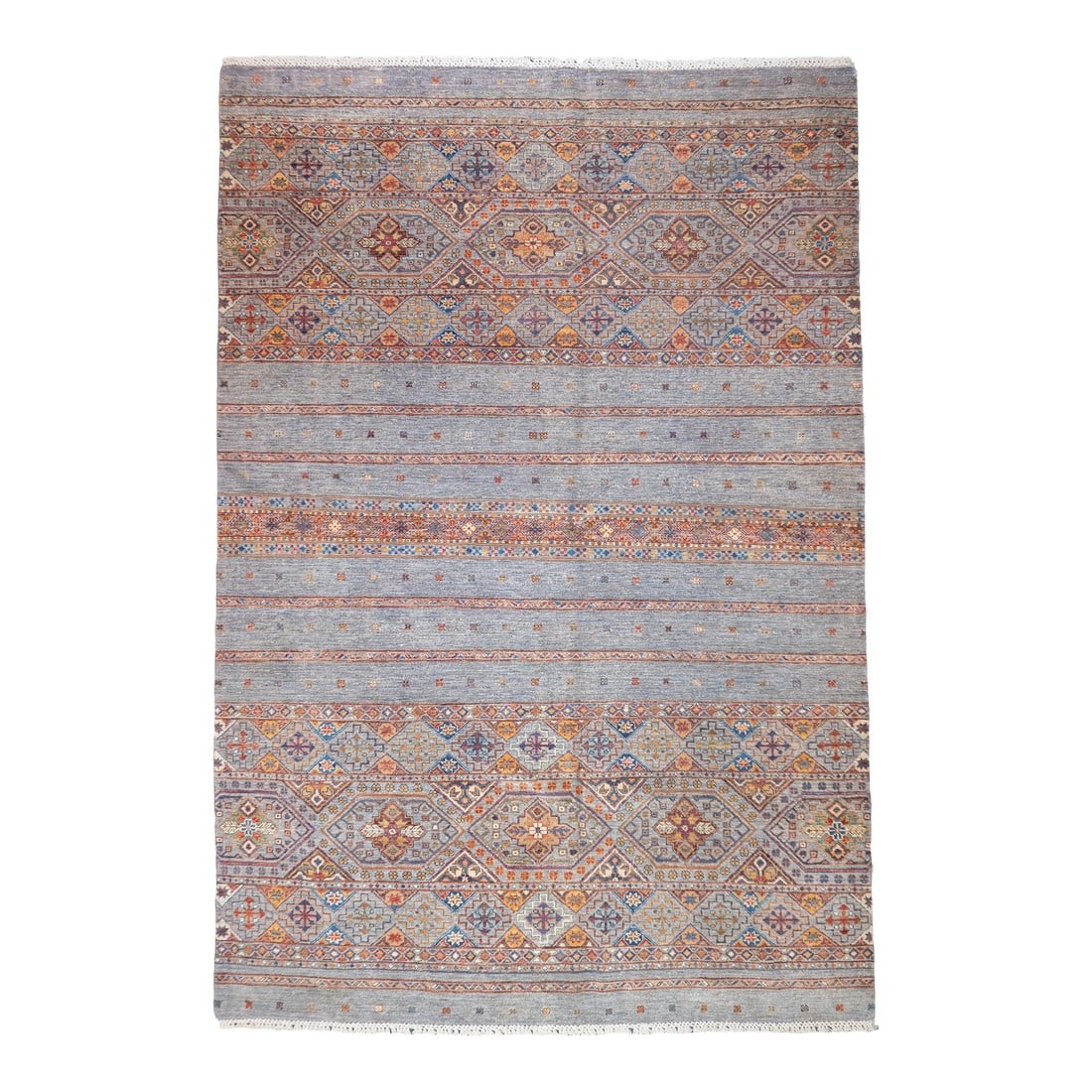 Fine Gabbeh Wool Rug 6'0" X 8'10'': Fine Gabbeh Wool Rug 6'0" x 8'10''. Wool pile rugs, usually scatter formats, woven by the Qashghai tribes of SW Persia (Fars Province), in moderate weave, uncluttered geometries and unshaded colours.