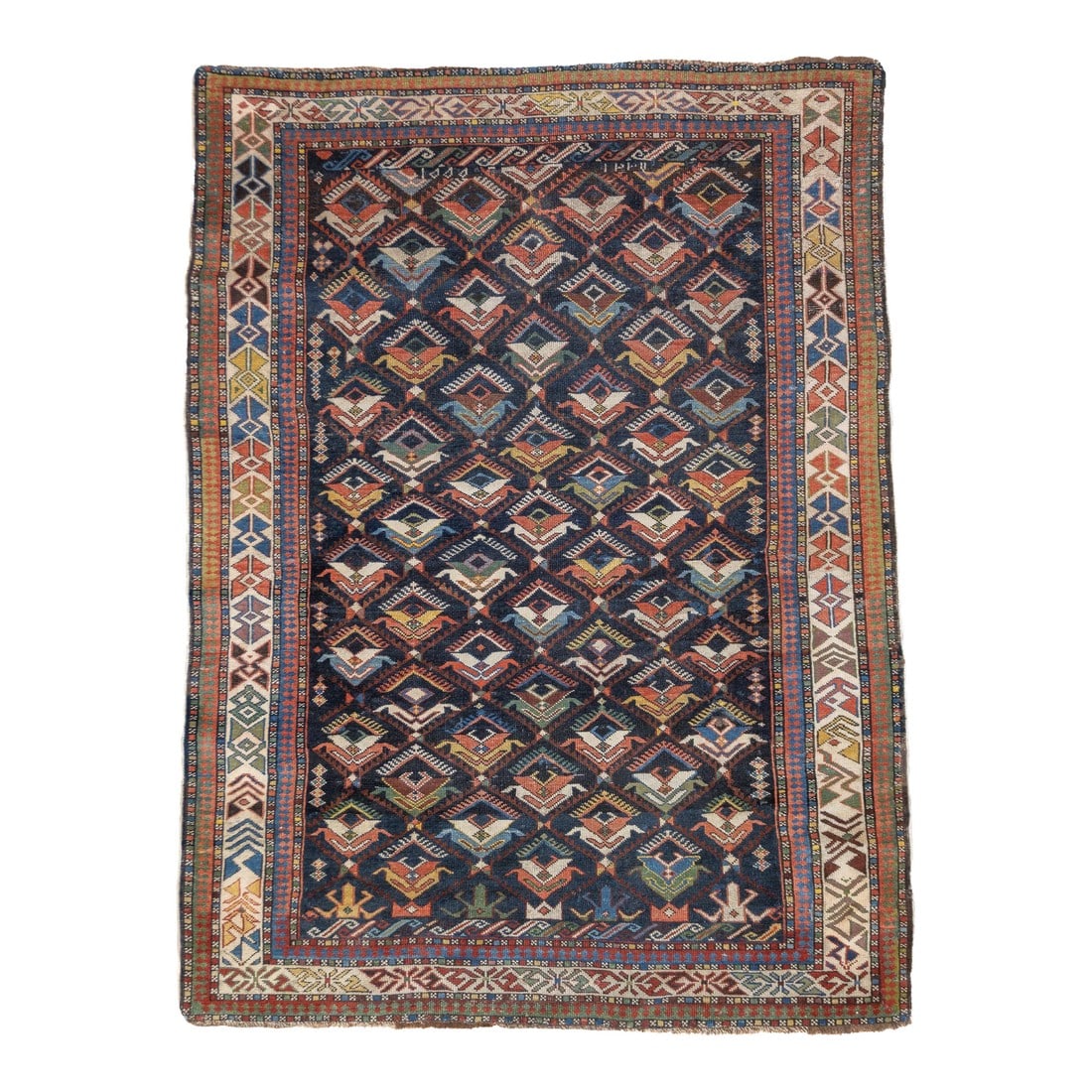 Antique Caucasian Kuba Rug 3'10'' X 5'1'': Antique Caucasian Kuba Rug 3'10'' x 5'1''. Azeri Turks inhabit the Kuba area of the central west Caspian Caucasus and weave a wide variety of geometric scatters, runners, long rugs and niche (prayer)