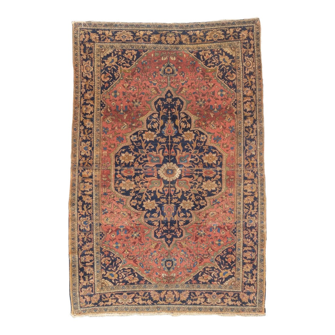 Antique Persian Farahan Sarouk Rug 4'6'' X 6'7'': Antique Persian Farahan Sarouk Rug 4'6'' x 6'7''. The scatter and room size pieces made in the Arak/Sultanabad area, between 1880 and 1910, with firm and leathery well-woven textures, and strong in