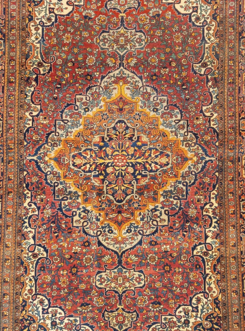 Antique Persian Mohtasham Kashan Rug 4'6'' X 6'6'' - 3