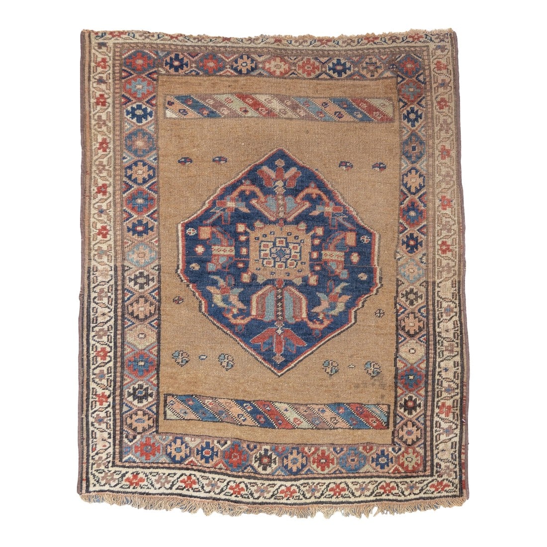 Antique Persian Bijar Wool Foundation Rug 3'7'' X 4'4'': Antique Persian Bijar Wool Foundation Rug 3'7'' x 4'4''. From a corner of the NW Persian Heriz triangle, this town and surrounding villages specialises in wool foundation, robustly woven runner