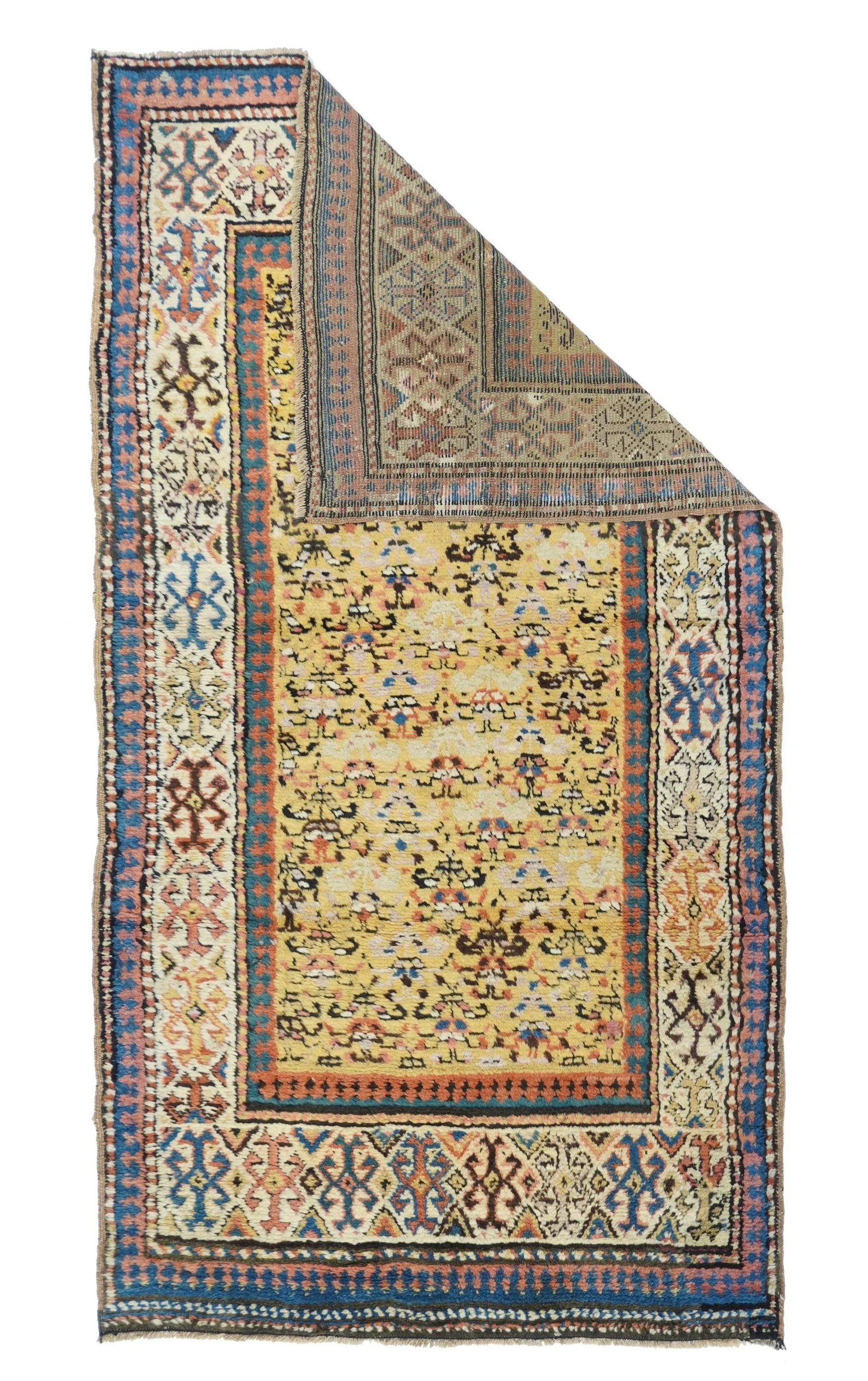 Antique Ivory Caucasian Area Rug - 3
