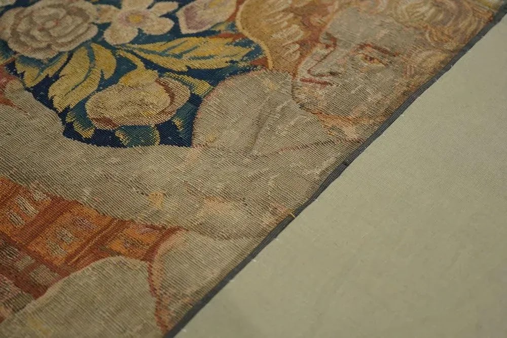 Antique Red Belgian Tapestry Area Rug - 9