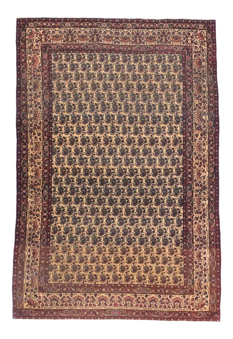 Antique Brown Lavar Kerman Persian Area Rug (1 of 4)