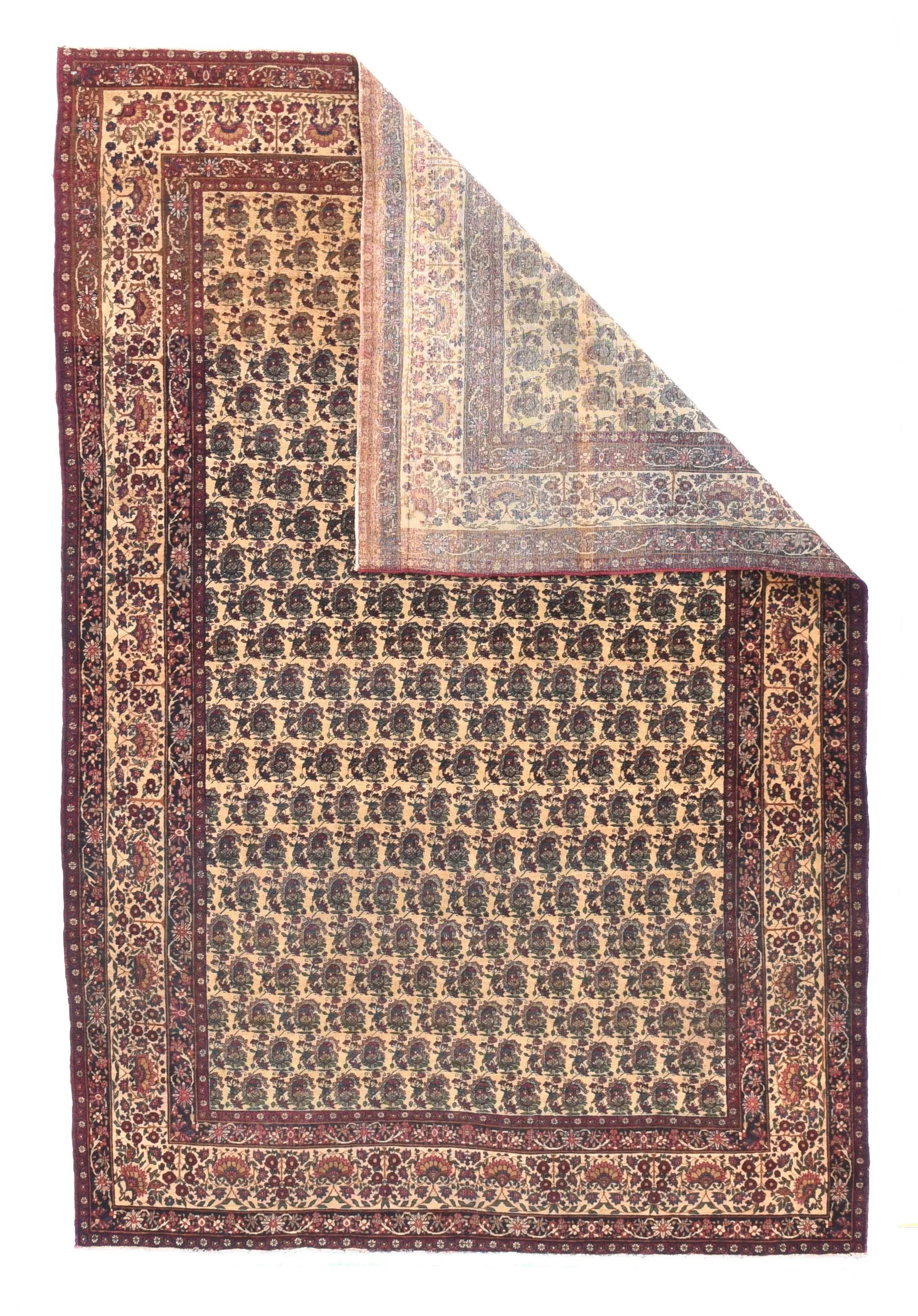Antique Brown Lavar Kerman Persian Area Rug - 2