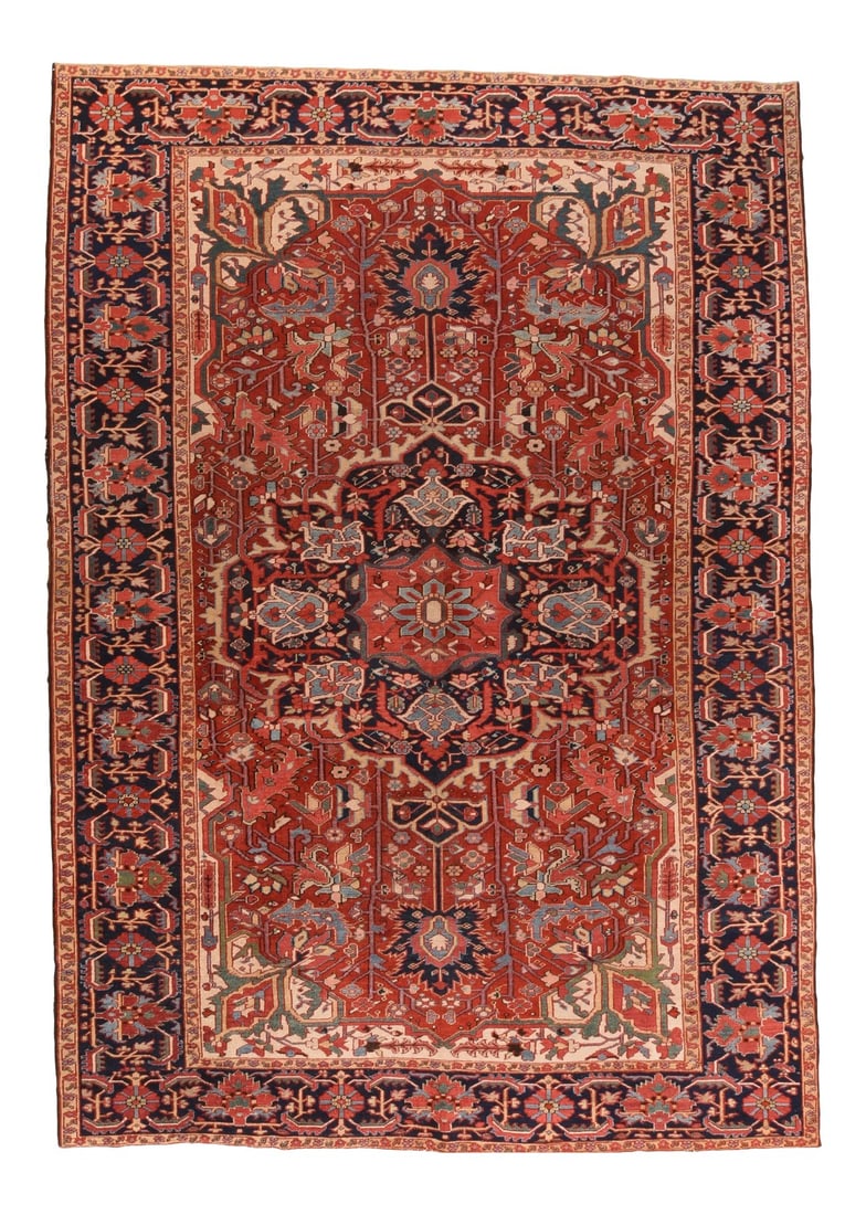 Antique Red Heriz Persian Area Rug: Antique Red Heriz Persian Area Rug 7'11'' x 11'6'' Red Condition: Alterations: Original Condition Unaltered Imperfections: Some Imperfections Condition Notes: Antique Dimensions: Height: 0.01 in.