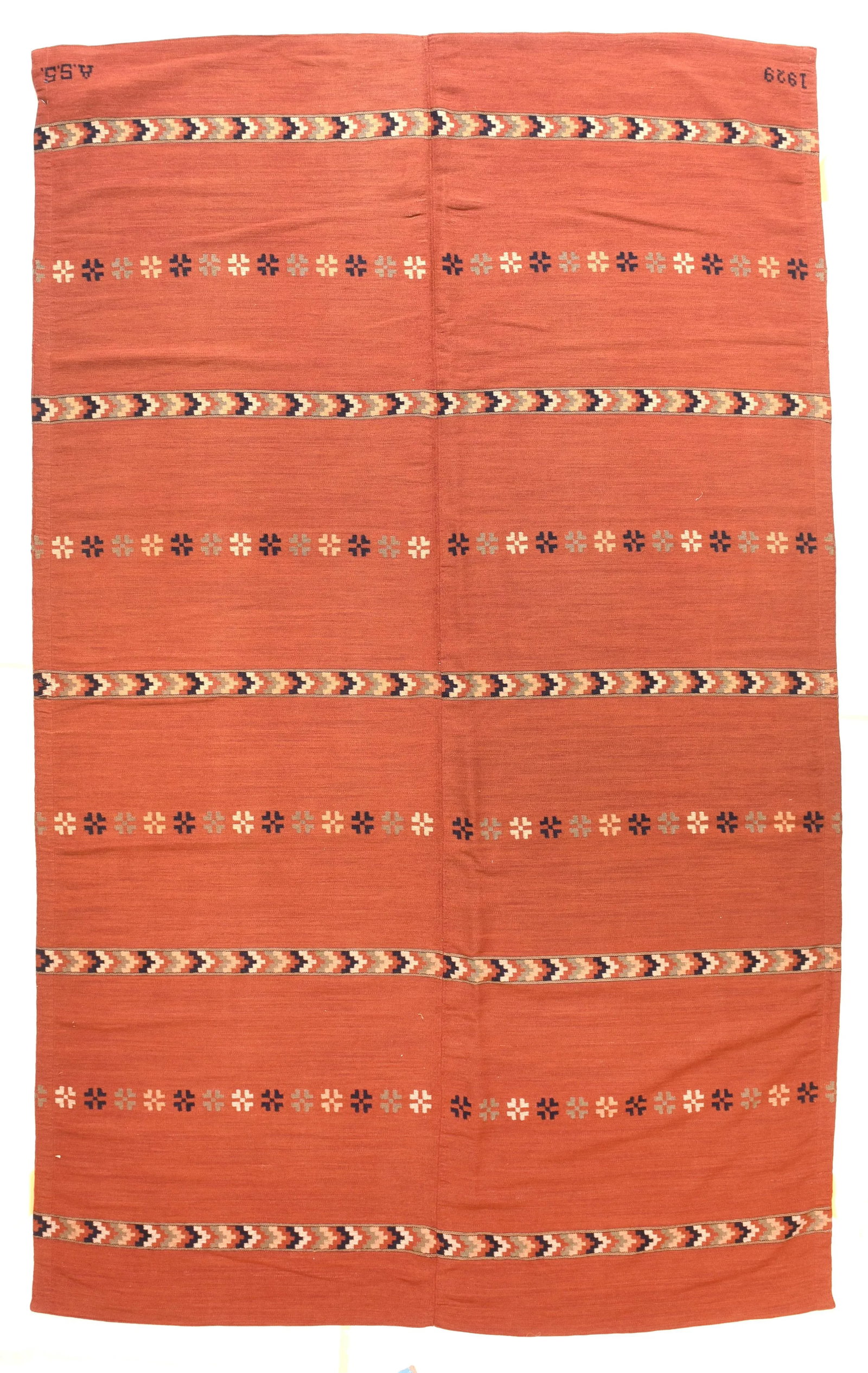 Vintage Red Swedish Kilim Area Rug - 4