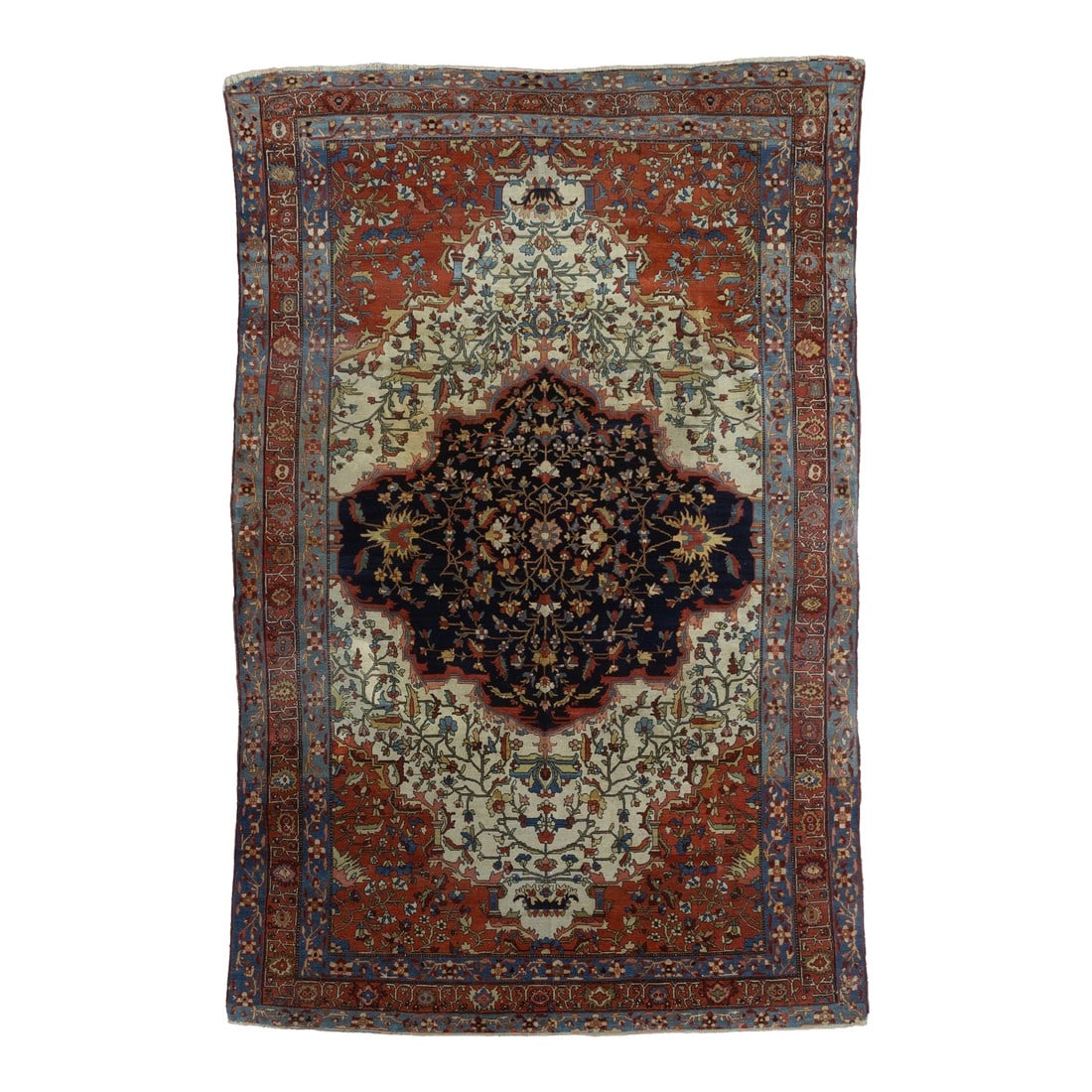 Fine Antique Persian Farahan Sarouk Rug 6'3" X 10'0": Fine Antique Persian Farahan Sarouk Rug 6'3" x 10'0". The scatter and room size pieces made in the Arak/Sultanabad area, between 1880 and 1910, with firm and leathery well-woven textures, and strong i