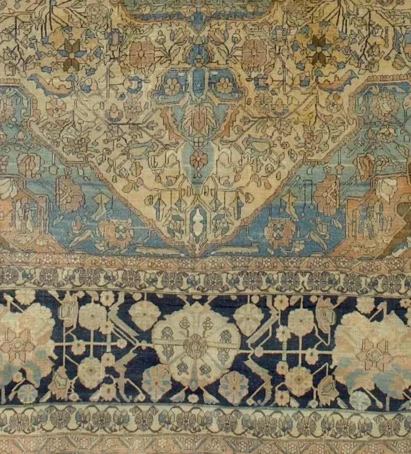 Fine Antique Persian Mohtasham Kashan Rug 9'6" X 11'9" - 3