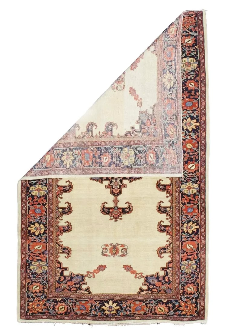 Extremely Fine Antique Persian Farahan Sarouk Rug 4'3" X 6'9" - 2
