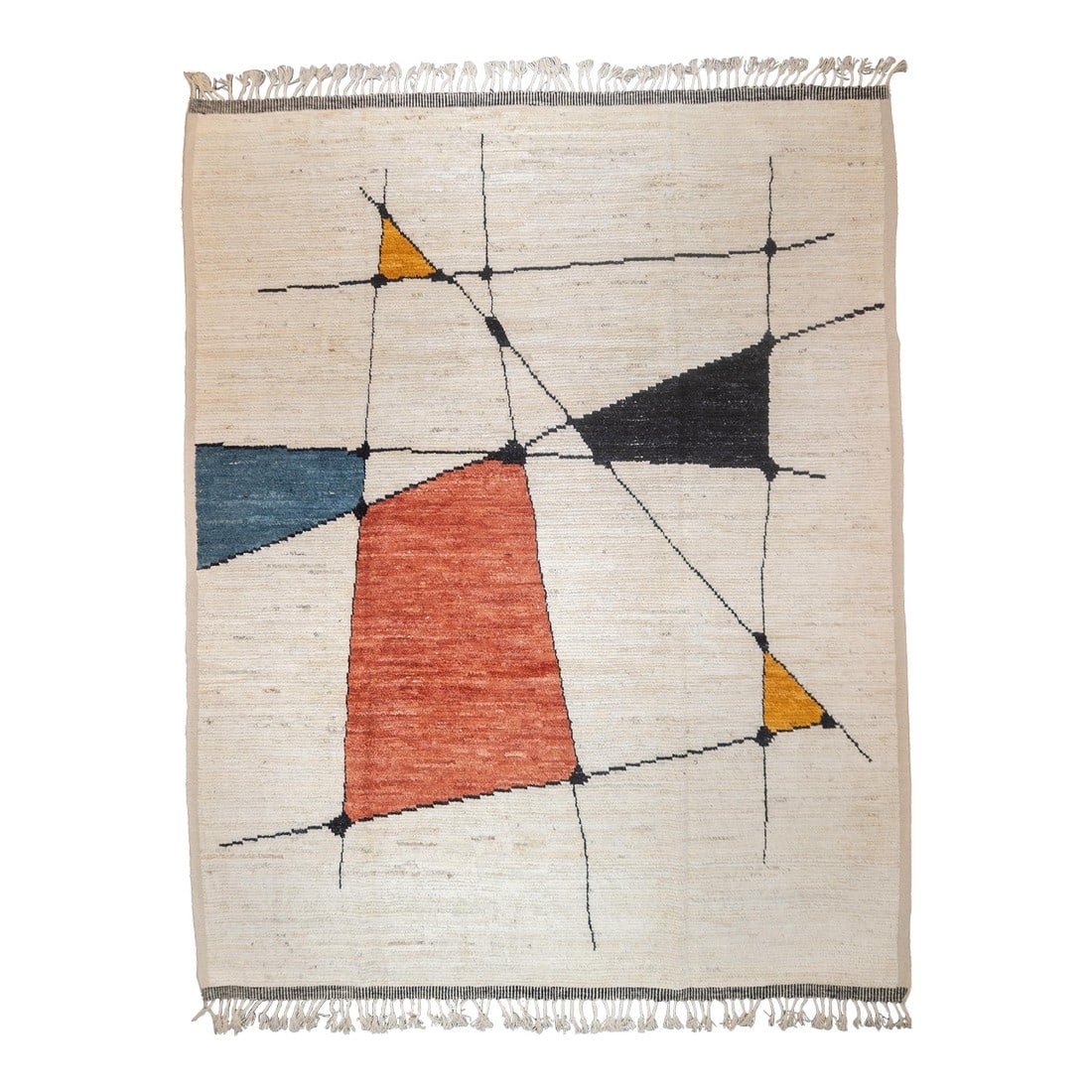 Fine Contemporary Moroccan Wool Rug 8'0" X 10'1'': Fine Contemporary Moroccan Wool Rug 8'0" x 10'1''. Comprising both the nomadic Berber rugs of the Atlas Mountains, with very thick piles, coarse knotting and limited palettes, and the more colorful, c