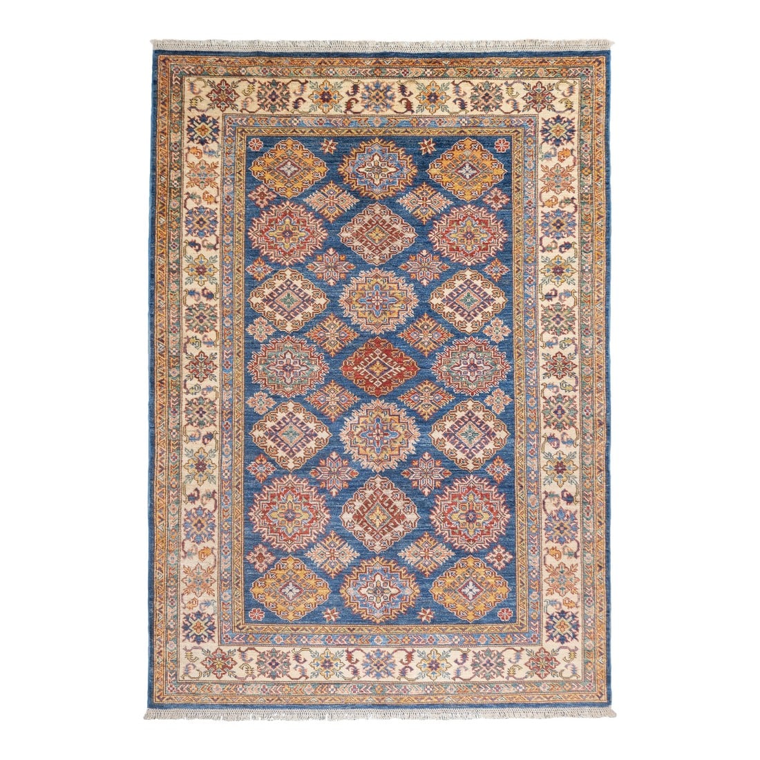 Contemporary Kazak Rug 4'11'' X 7'1'': Contemporary Kazak Rug 4'11'' x 7'1''. SW Caucasus/Armenia. Boldly patterned, strongly coloured, totally geometric, all wool, coarse to moderate weave, medium to long pile, scatter format pieces, in m