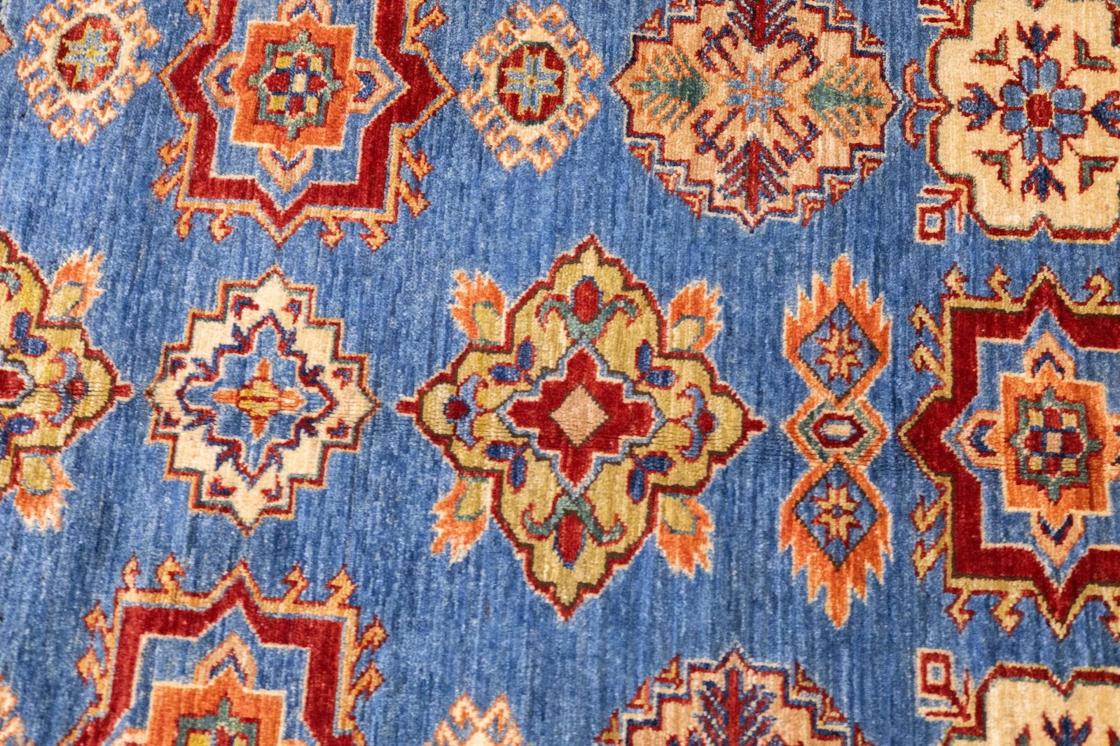 Early 21st Century Contemporary Blue & Yellow Kazak Rug 4'10'' X 6'8'' - 10