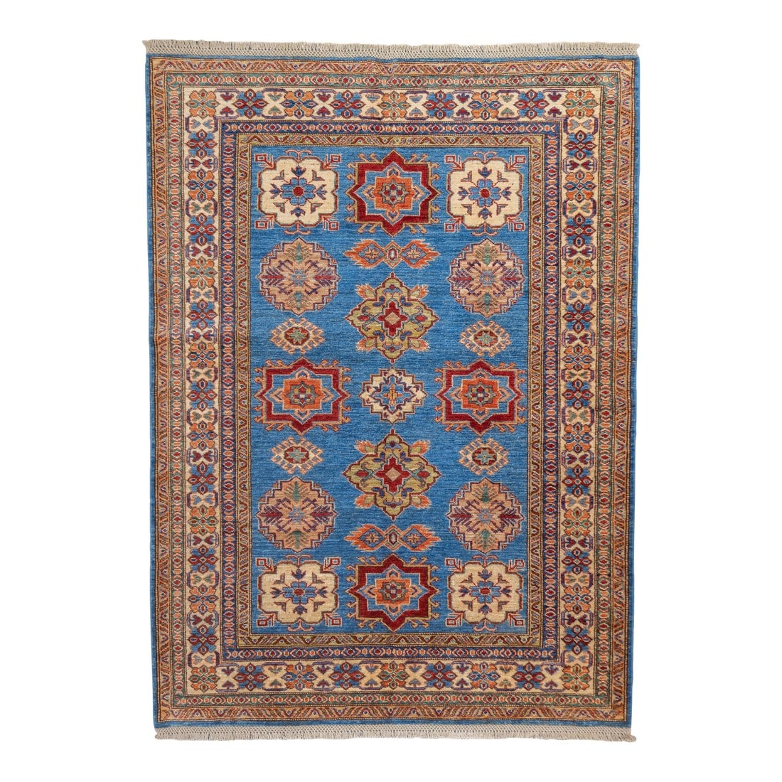 Early 21st Century Contemporary Blue & Yellow Kazak Rug 4'10'' X 6'8'' (1 of 10)