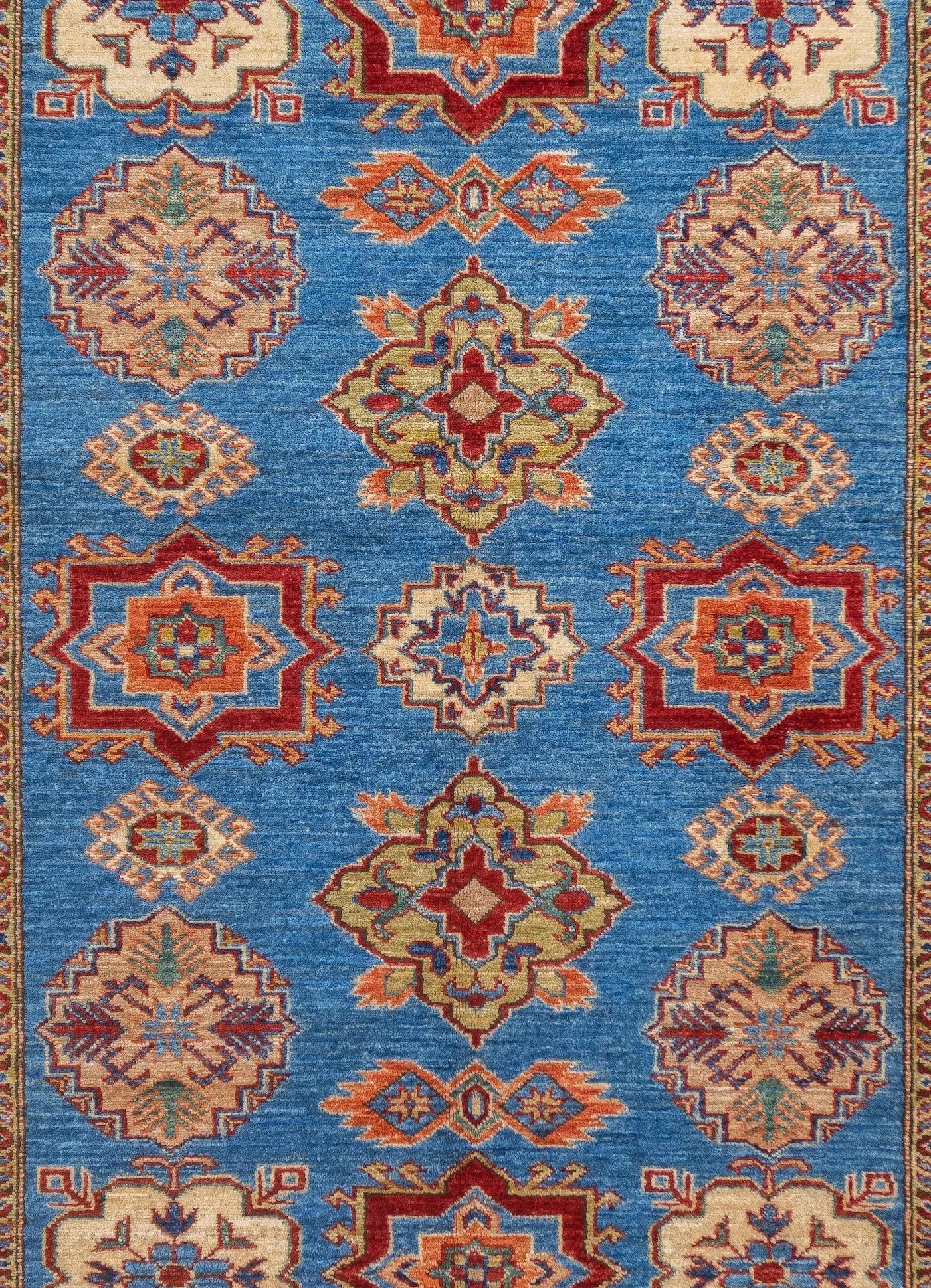 Early 21st Century Contemporary Blue & Yellow Kazak Rug 4'10'' X 6'8'' - 3