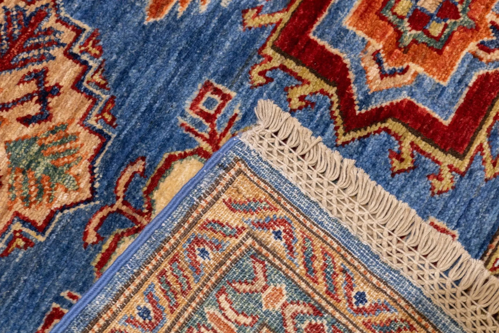 Early 21st Century Contemporary Blue & Yellow Kazak Rug 4'10'' X 6'8'' - 4