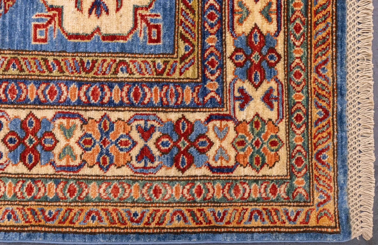 Early 21st Century Contemporary Blue & Yellow Kazak Rug 4'10'' X 6'8'' - 6