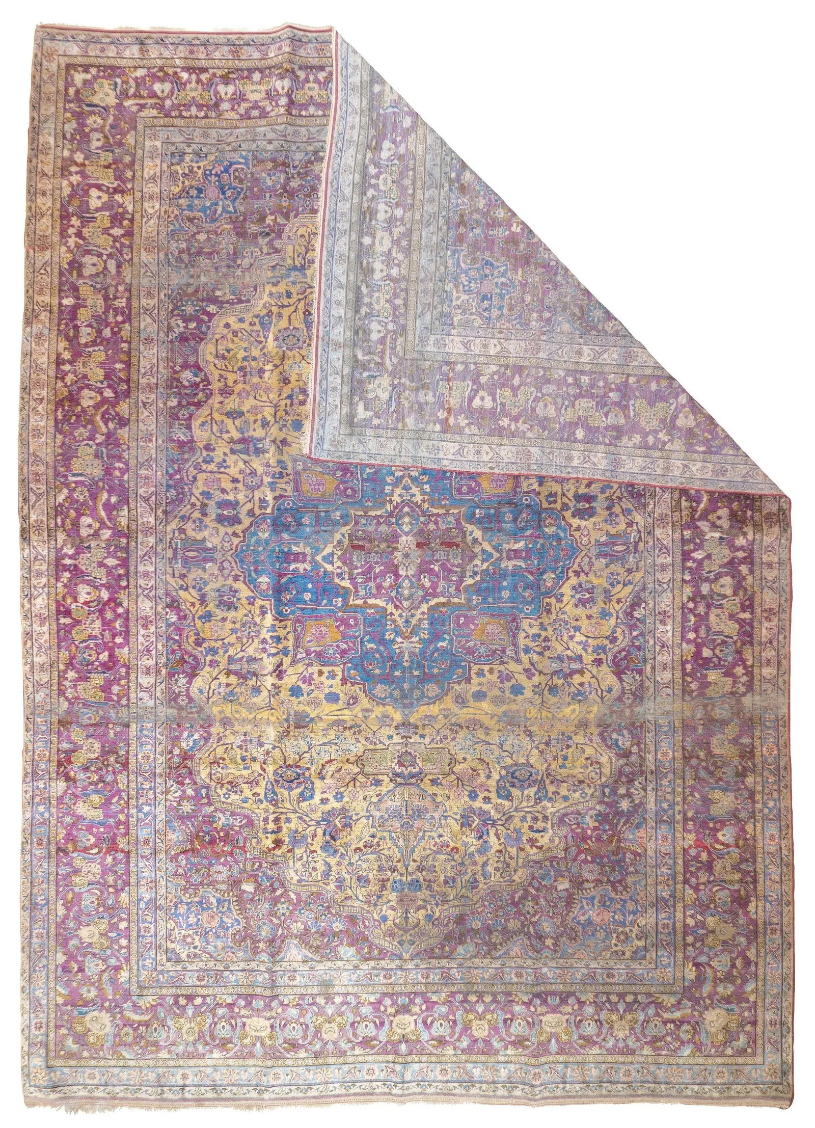 Late 19th Century Fine Antique Silk Kashan Rug 7'4'' X 10'4'' - 2